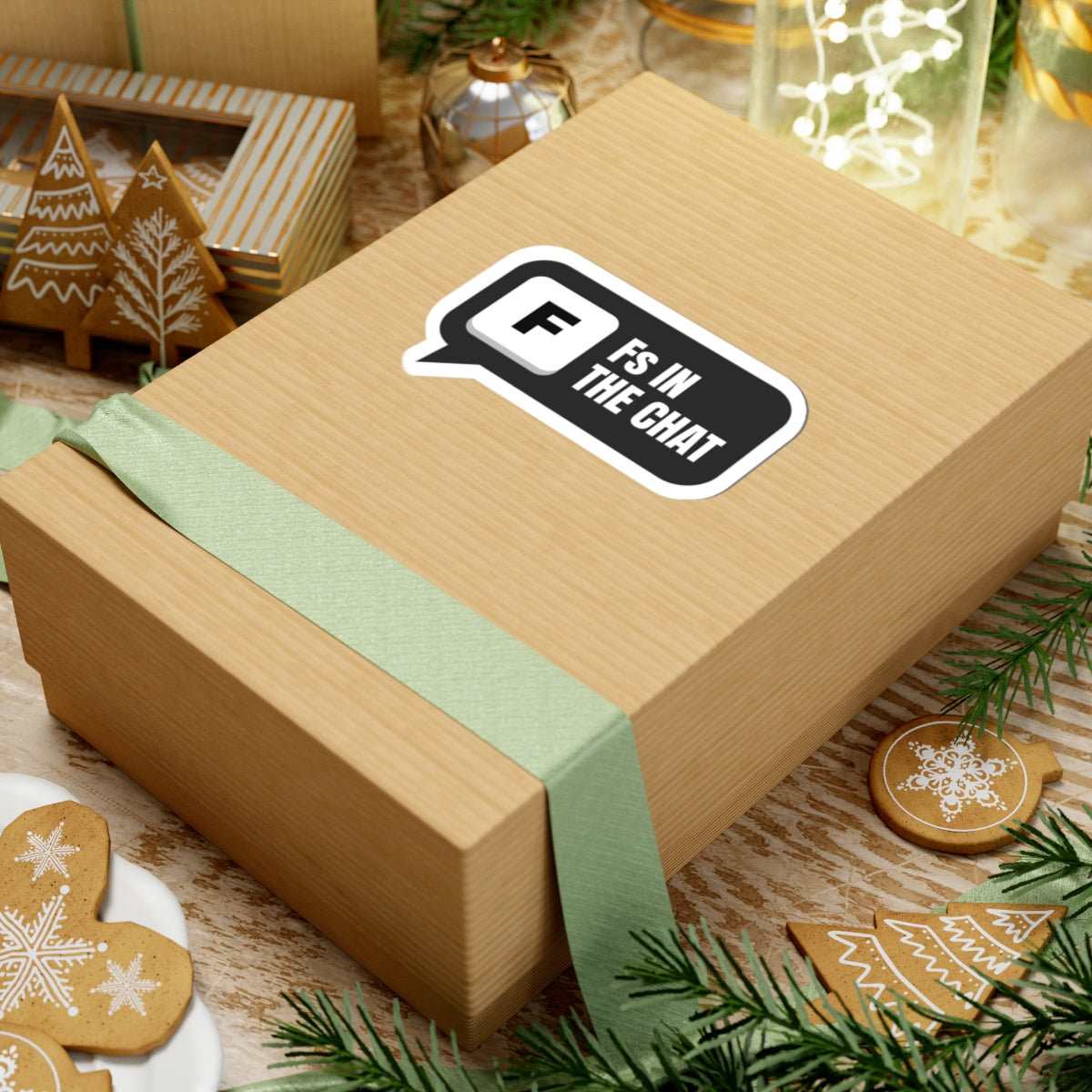 Fs In The Chat chat meme sticker with "Fs In The Chat" graphic, product photo 6