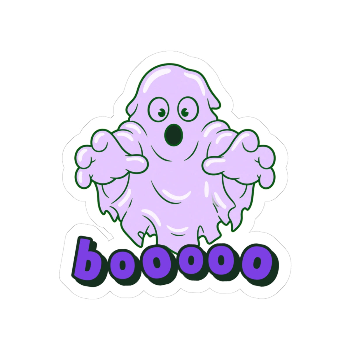 Boo Ghost Halloween ghost meme sticker with "Boo Ghost" graphic, front view