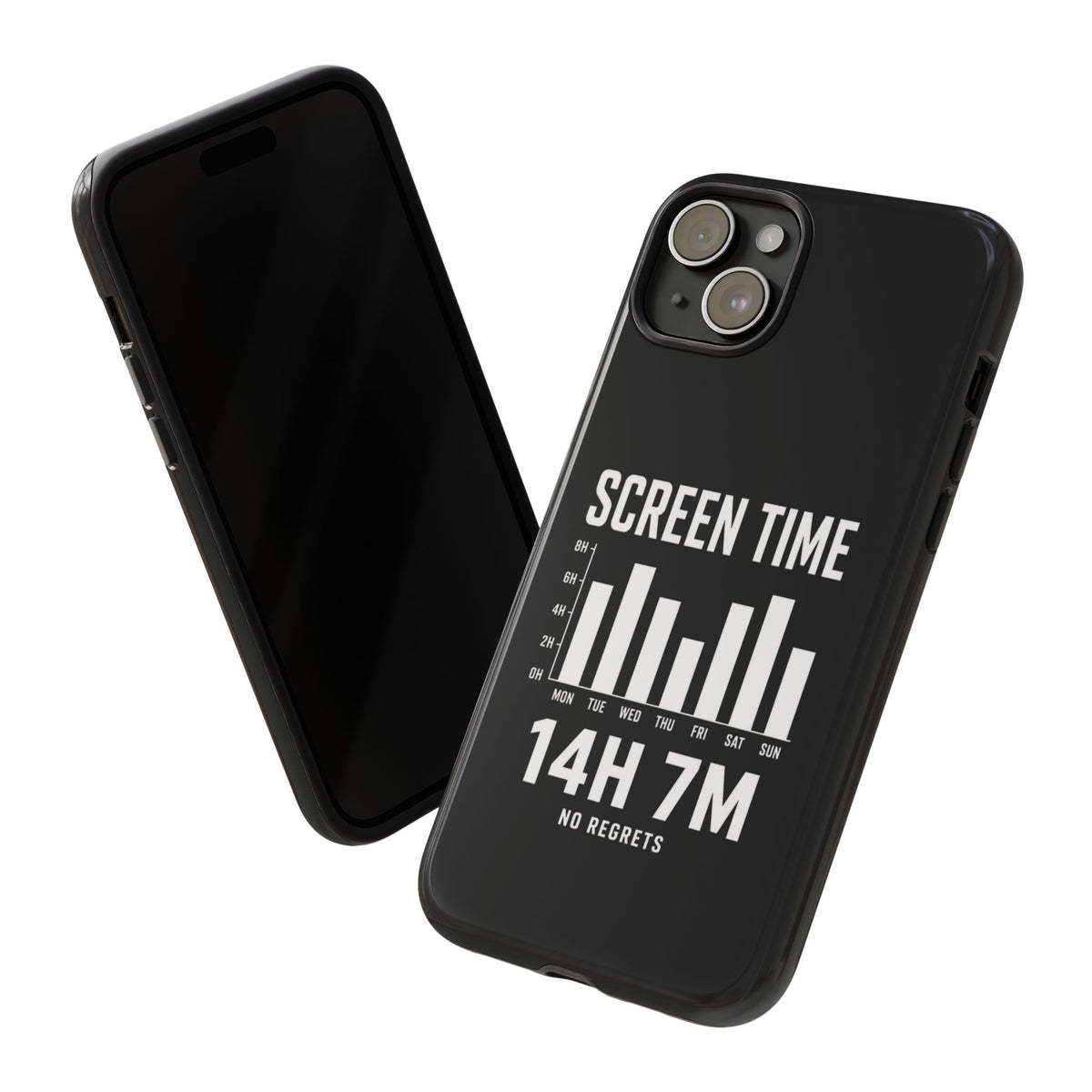 Screen Time No Regrets chronically online phone case with "Screen Time No Regrets" graphic, product photo 39