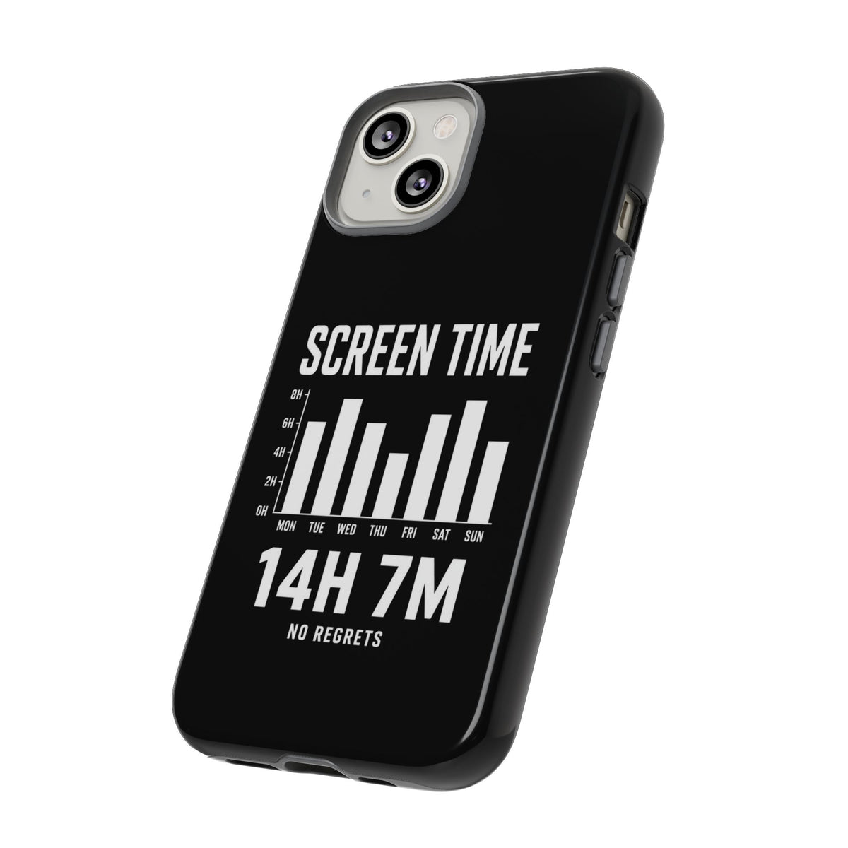 Screen Time No Regrets chronically online phone case with "Screen Time No Regrets" graphic, product photo 61