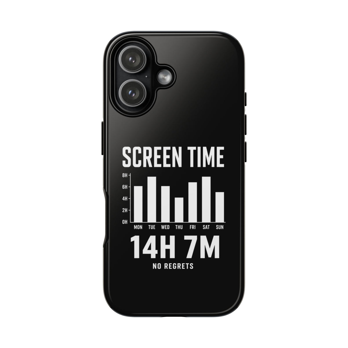 Screen Time No Regrets chronically online phone case with "Screen Time No Regrets" graphic, product photo 6