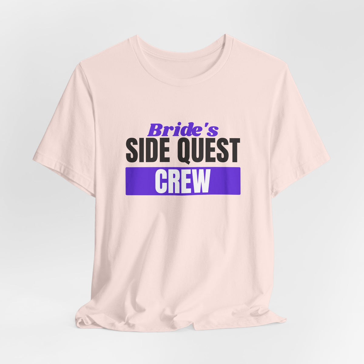 Bride's Side Quest Crew bachelorette party t-shirt with "Bride's Side Quest Crew" graphic, product photo 9