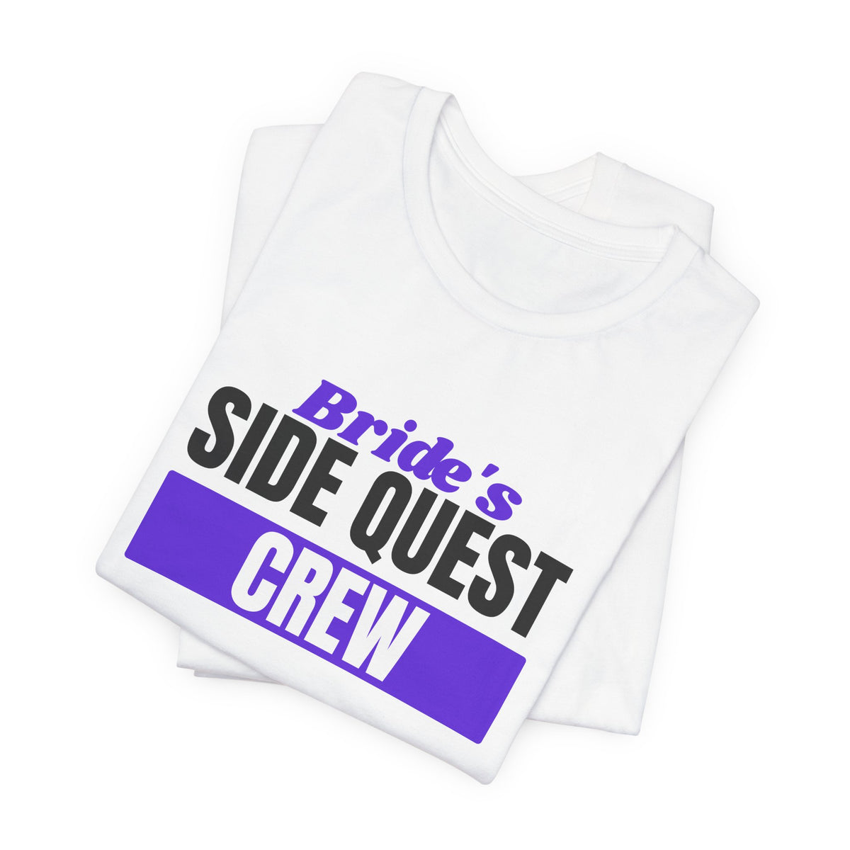 Bride's Side Quest Crew bachelorette party t-shirt with "Bride's Side Quest Crew" graphic, product photo 5