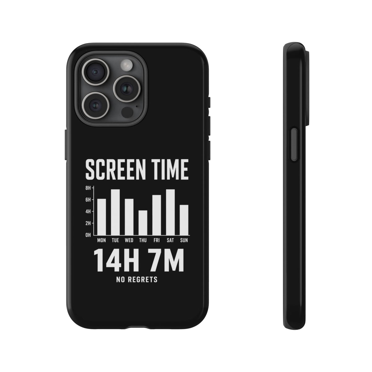 Screen Time No Regrets chronically online phone case with "Screen Time No Regrets" graphic, product photo 18