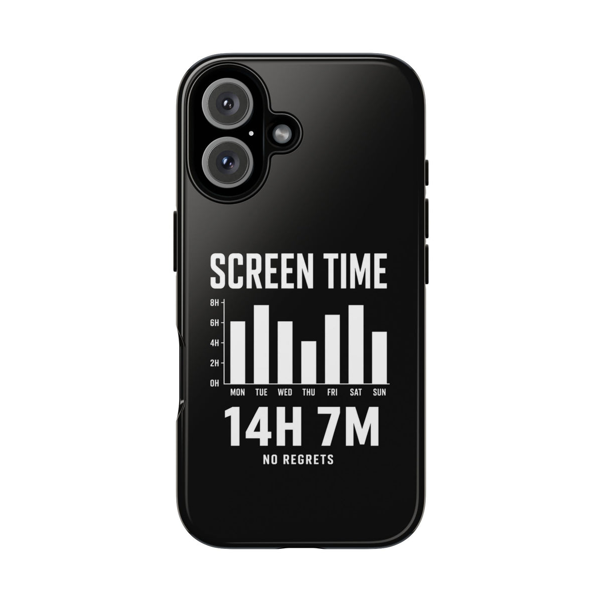 Screen Time No Regrets chronically online phone case with "Screen Time No Regrets" graphic, product photo 15