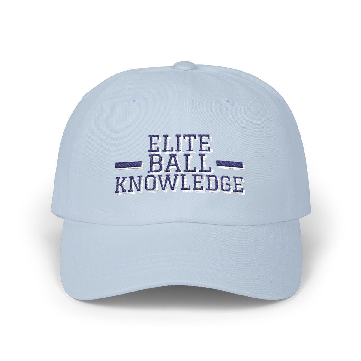 Elite Ball Knowledge ball knowledge meme dad hat in Light Blue with "Elite Ball Knowledge" graphic, product photo 2