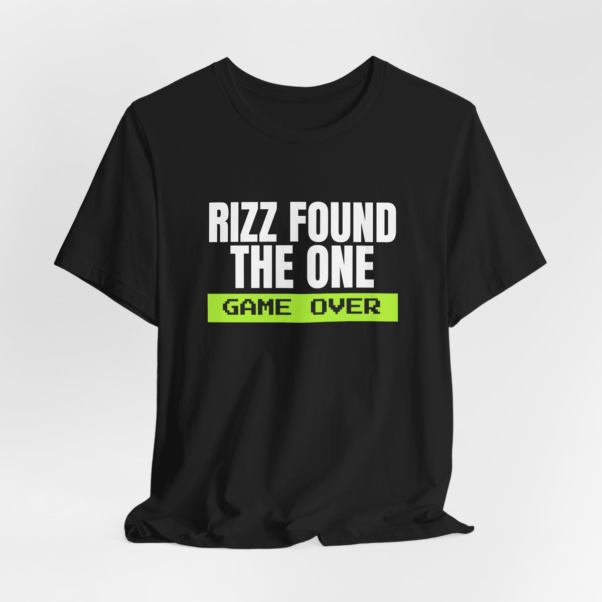 Rizz Found The One Game Over bachelor party t-shirt with "Rizz Found The One Game Over" graphic, product photo 9