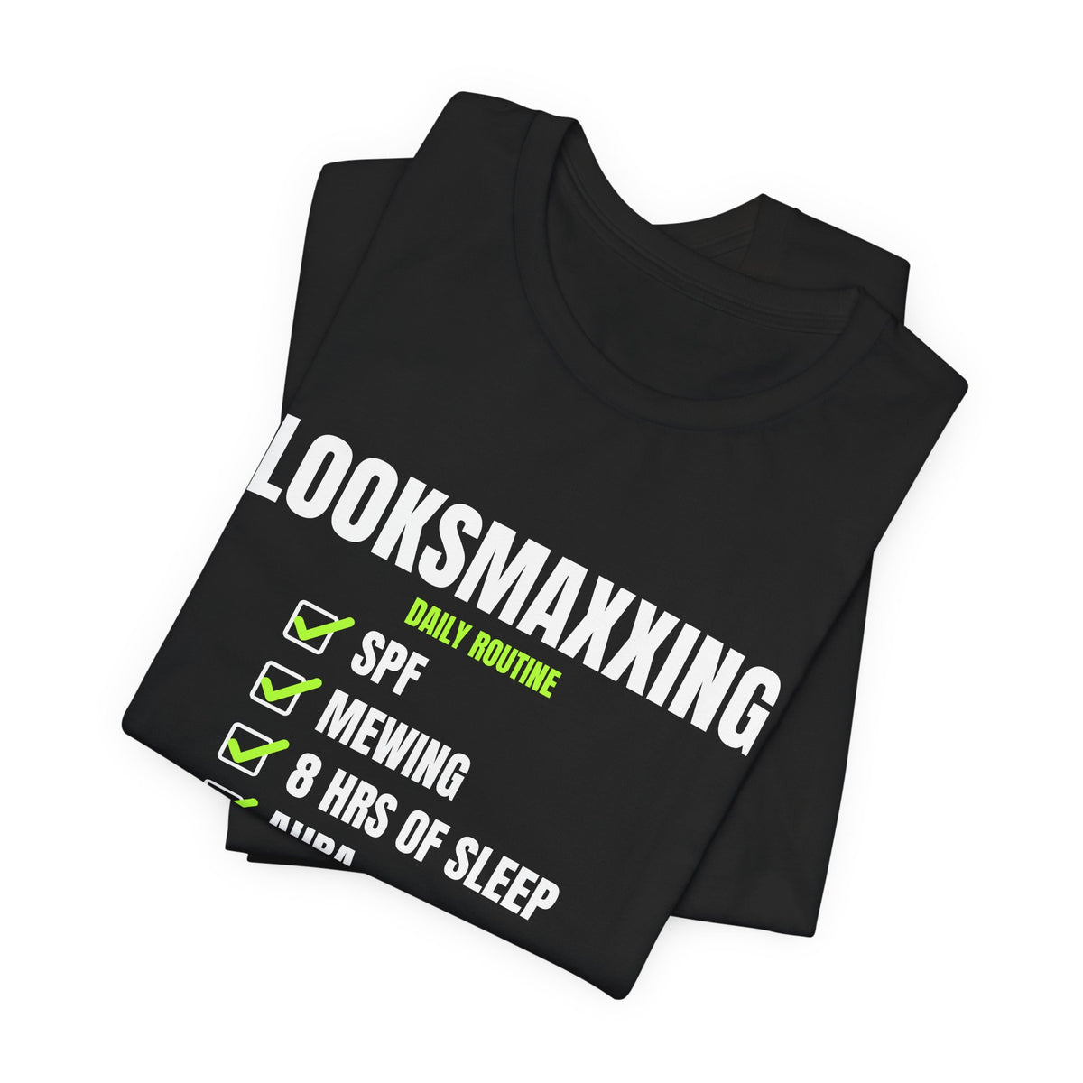 Looksmaxxing Routine looksmaxxing t-shirt with "Looksmaxxing Routine" graphic, product photo 8