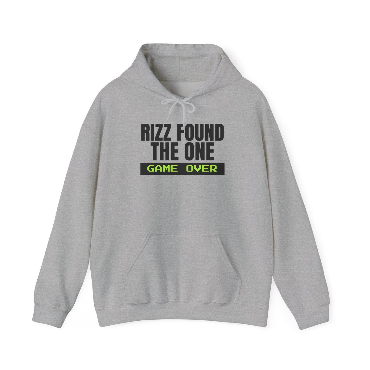 Rizz Found The One Game Over bachelor party hoodie in Sport Grey with "Rizz Found The One Game Over" graphic, product photo 2