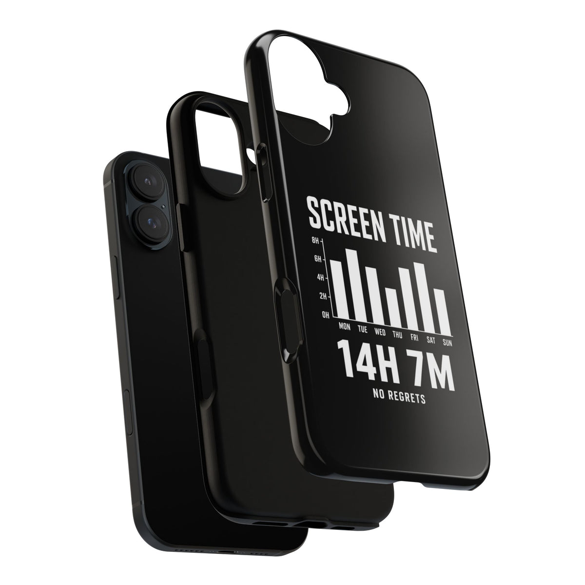 Screen Time No Regrets chronically online phone case with "Screen Time No Regrets" graphic, product photo 45
