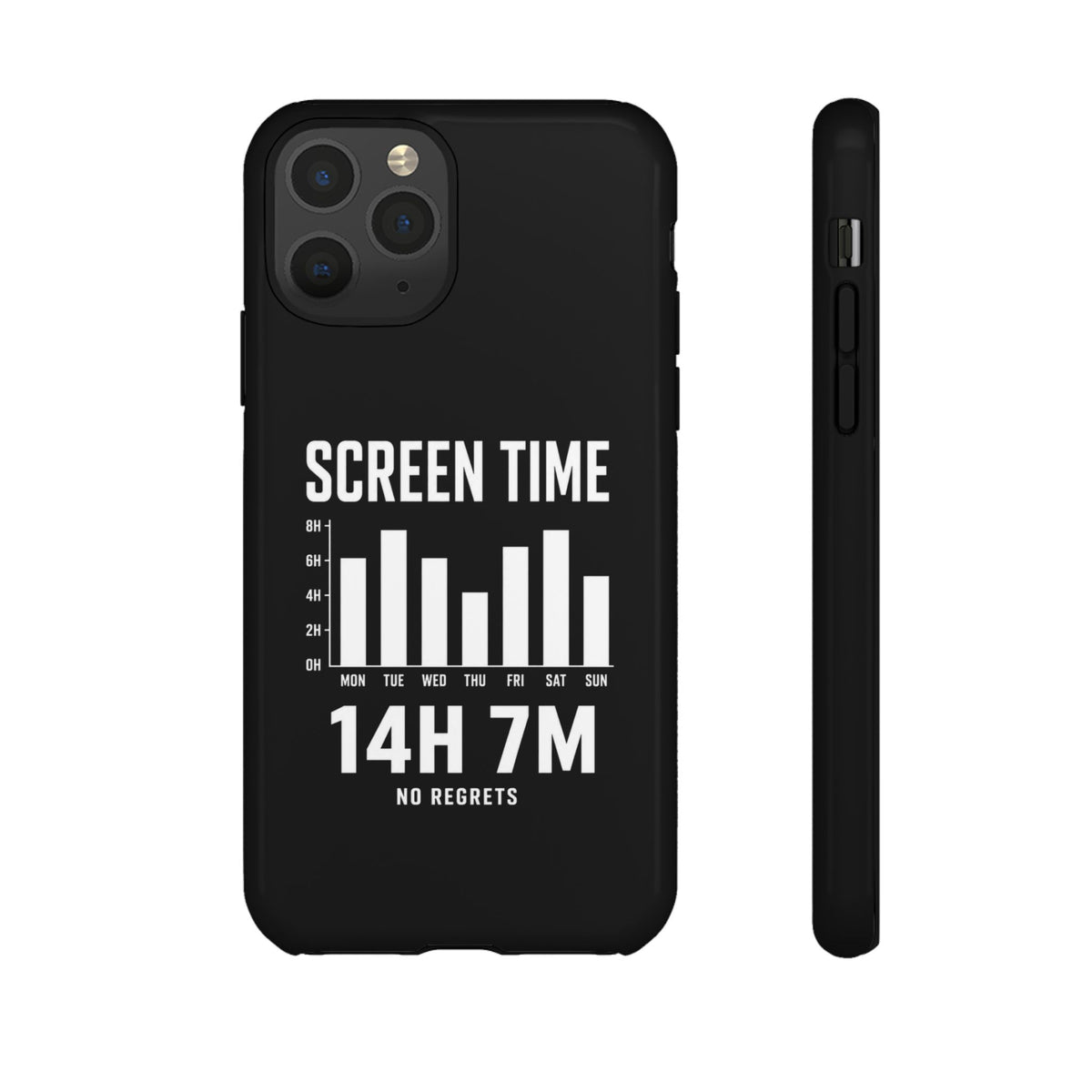 Screen Time No Regrets chronically online phone case with "Screen Time No Regrets" graphic, product photo 13