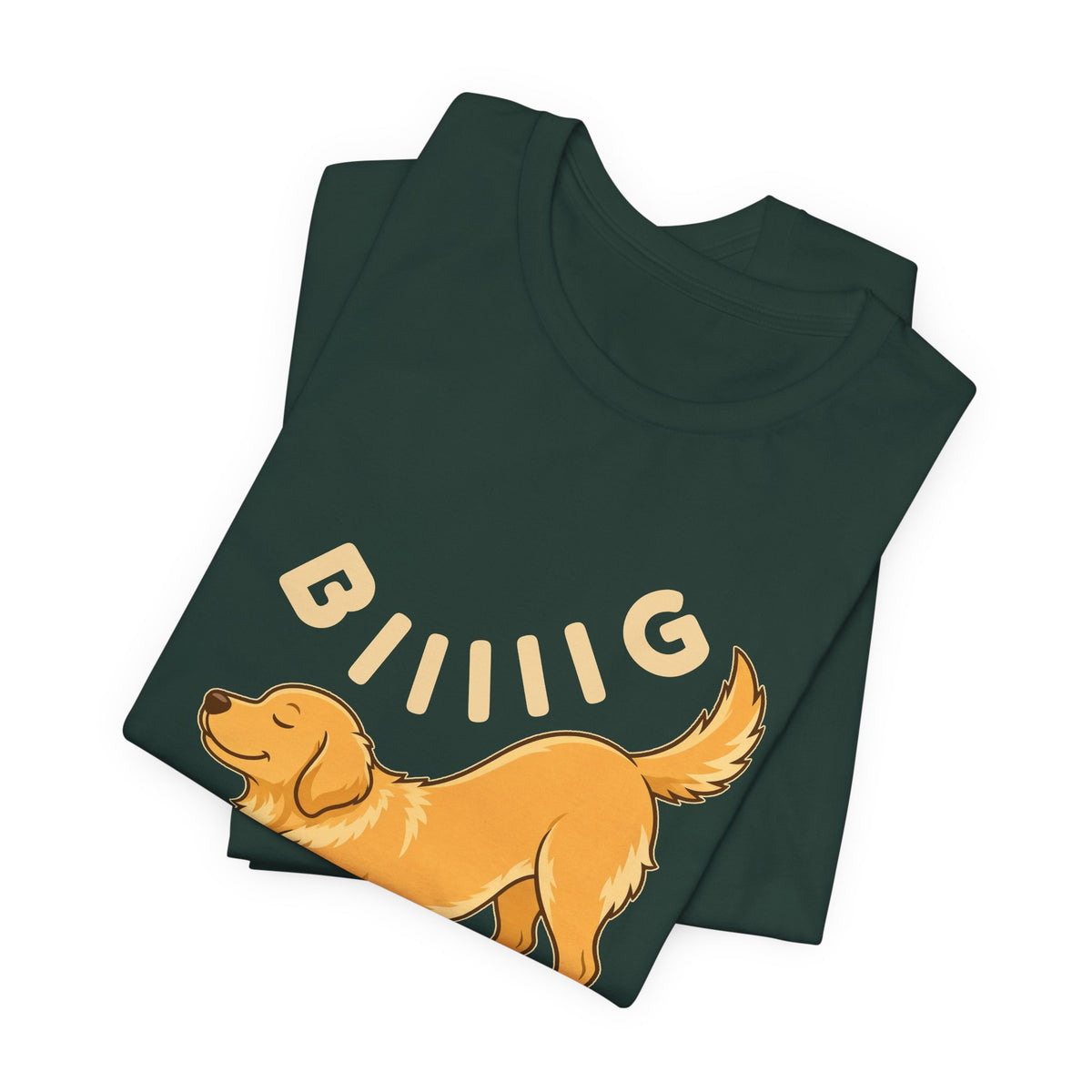 Forest t-shirt with the "Big Stretch Golden Retriever" design, folded