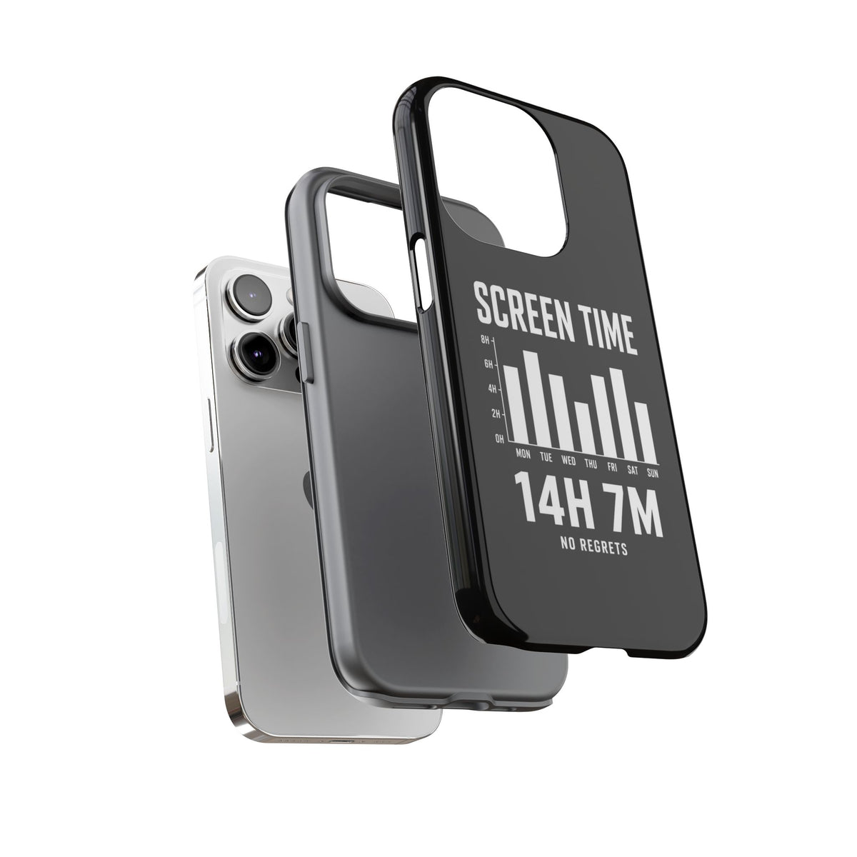 Screen Time No Regrets chronically online phone case with "Screen Time No Regrets" graphic, product photo 31