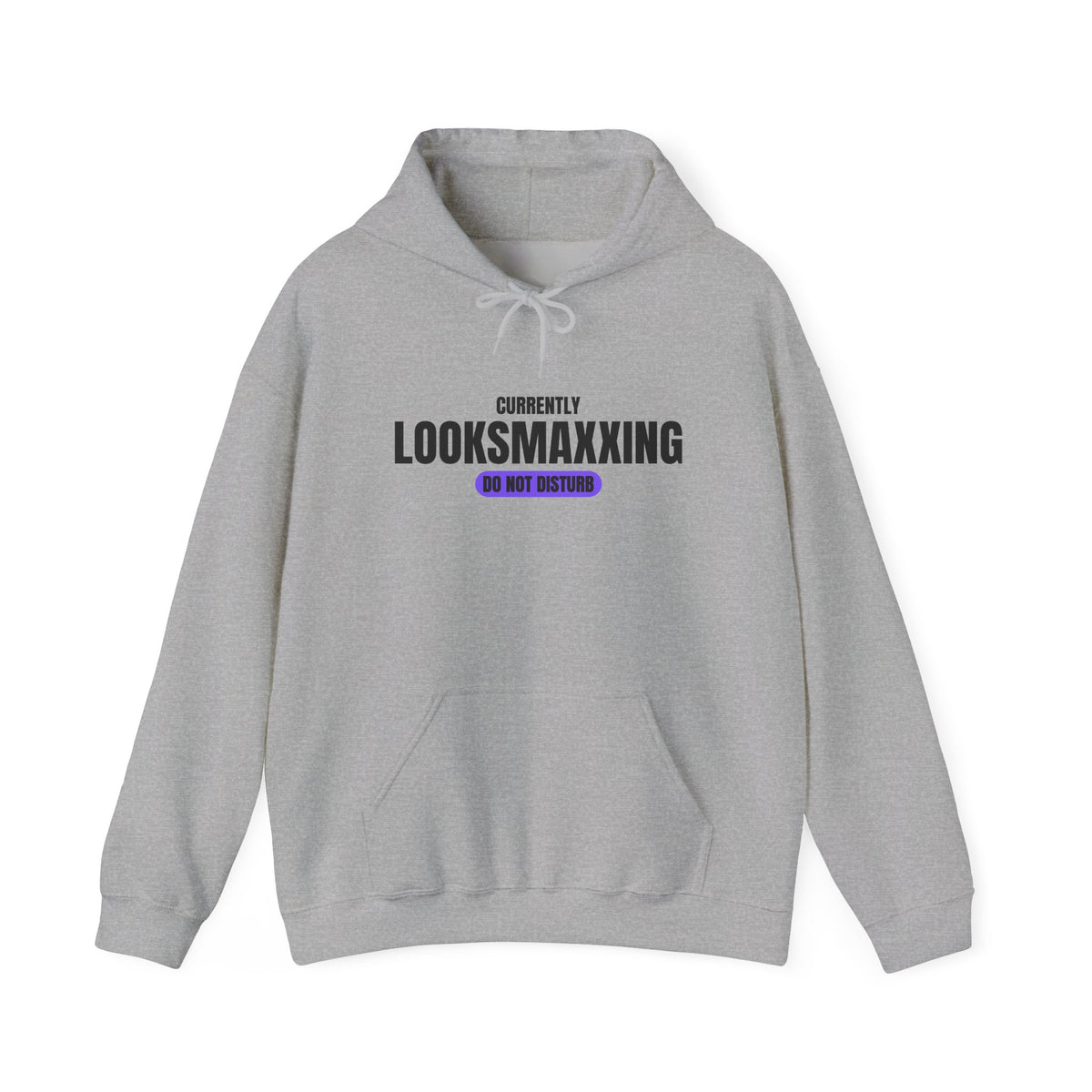 Currently Looksmaxxing looksmaxxing hoodie in Sport Grey with "Currently Looksmaxxing" graphic, product photo 2