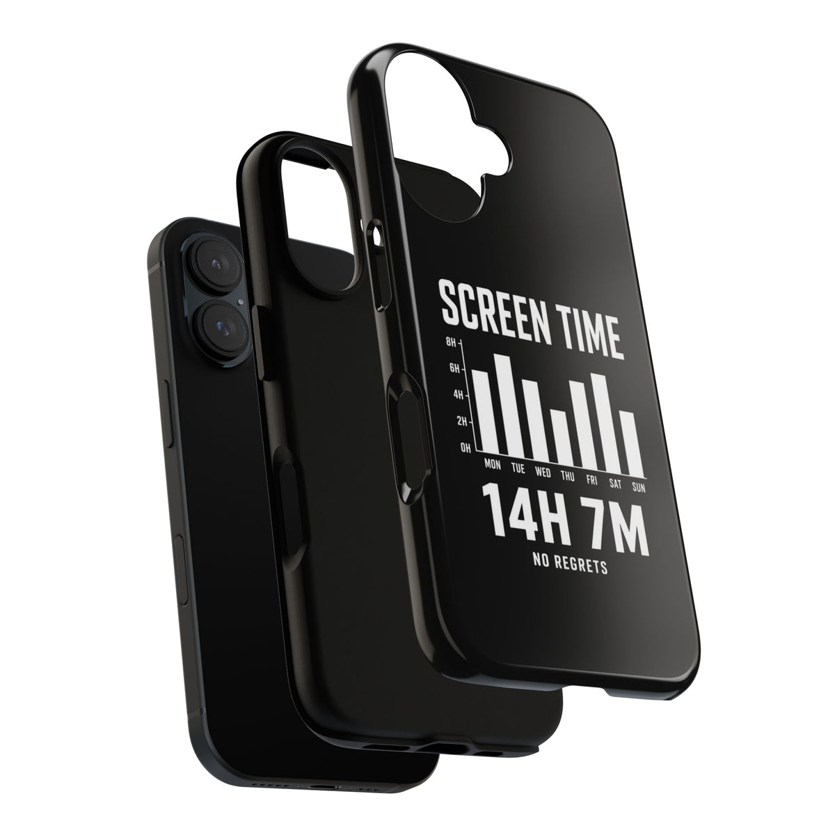 Screen Time No Regrets chronically online phone case with "Screen Time No Regrets" graphic, product photo 48