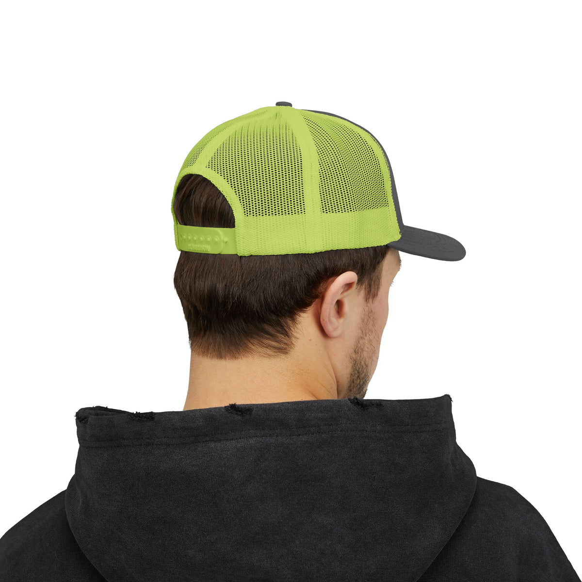 Groom Big W bachelor party trucker hat with "Groom Big W" graphic, product photo 6
