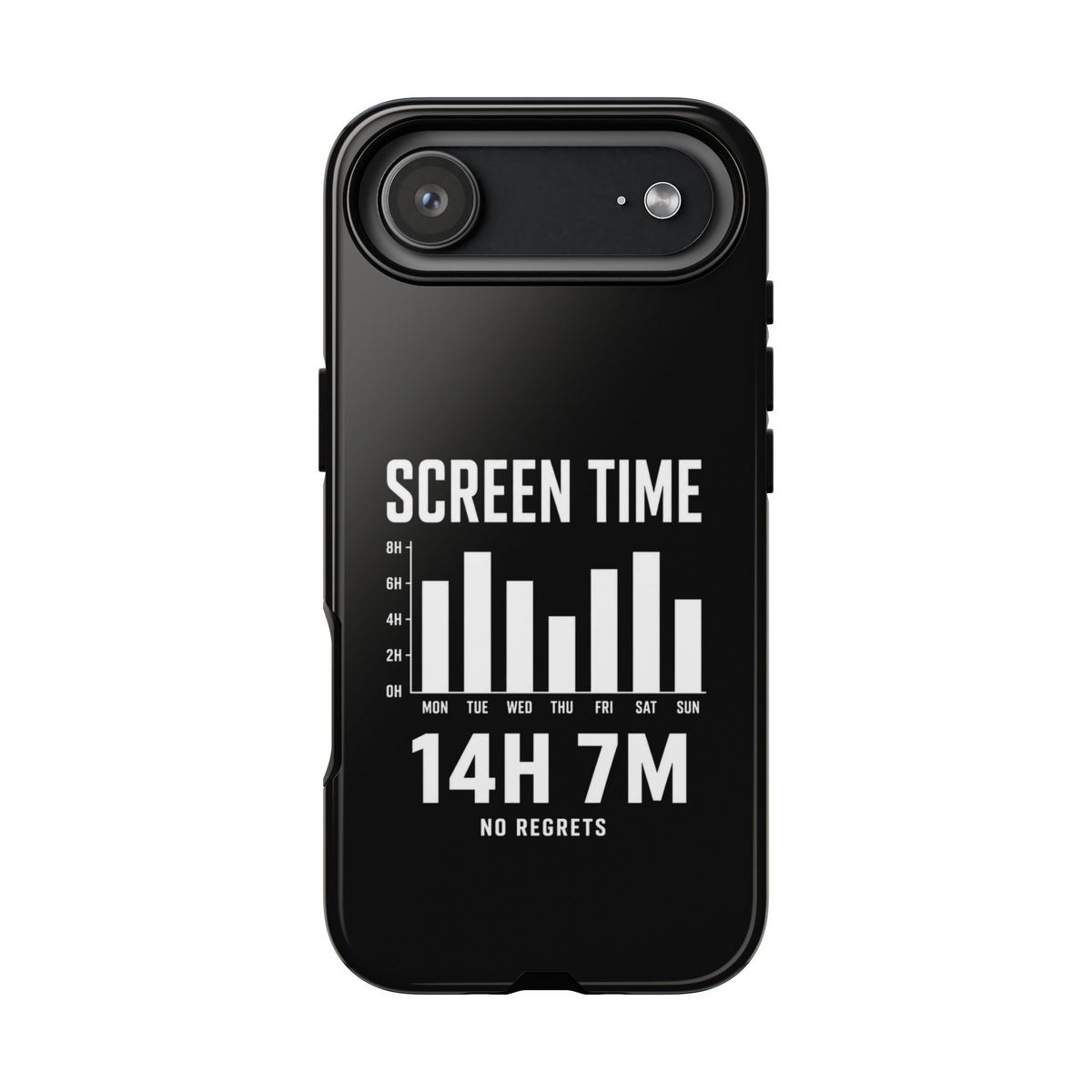 Screen Time No Regrets chronically online phone case with "Screen Time No Regrets" graphic, product photo 10