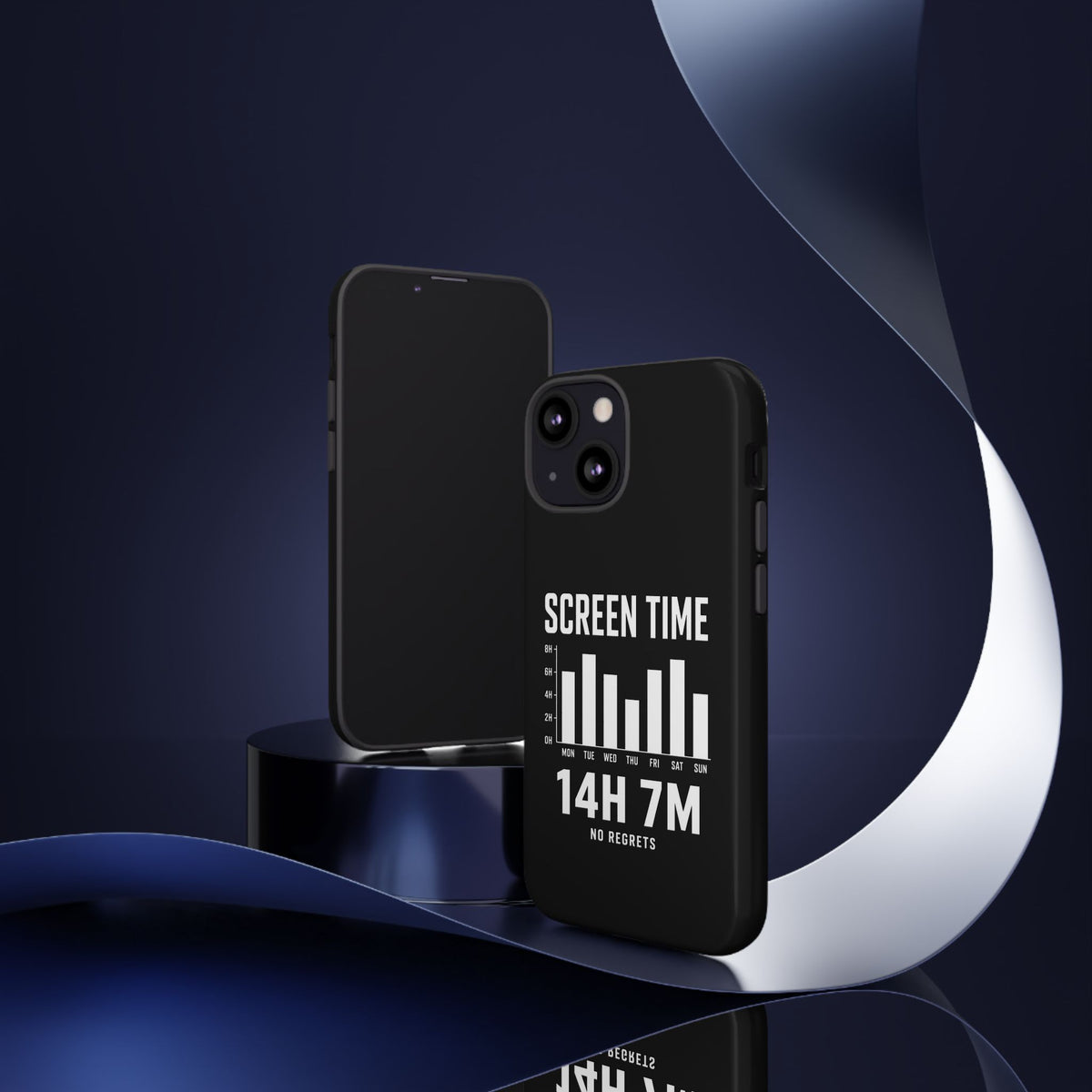Screen Time No Regrets chronically online phone case with "Screen Time No Regrets" graphic, product photo 55