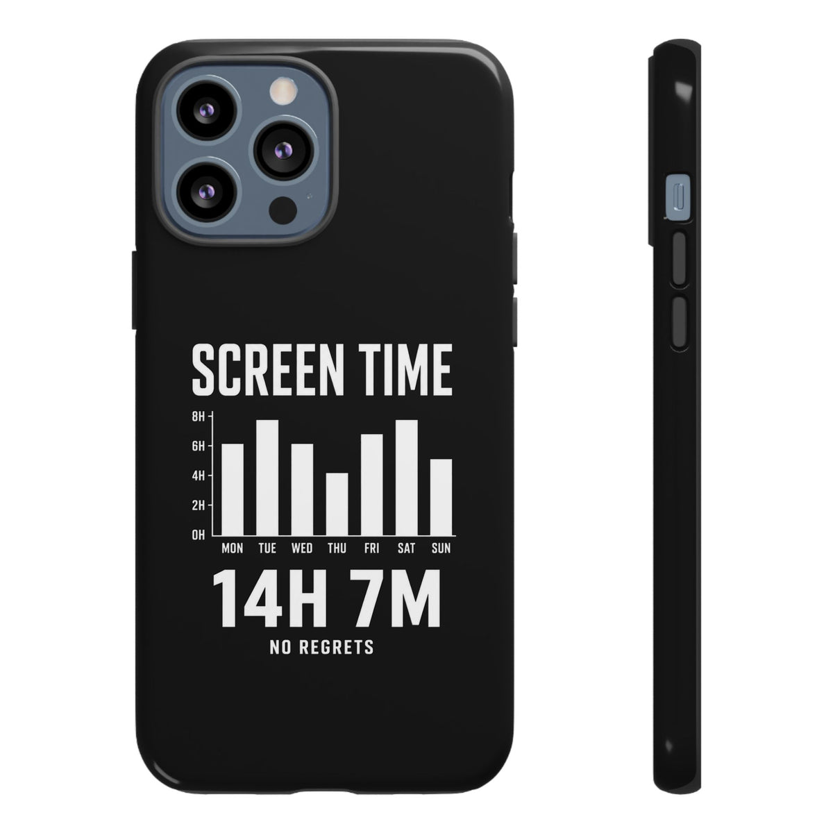 Screen Time No Regrets chronically online phone case with "Screen Time No Regrets" graphic, product photo 24