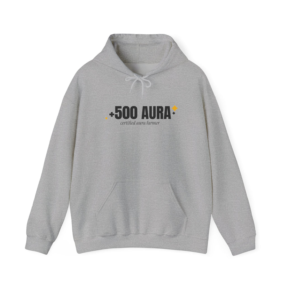 +500 Aura aura farming hoodie in Sport Grey with "+500 Aura" graphic, product photo 2