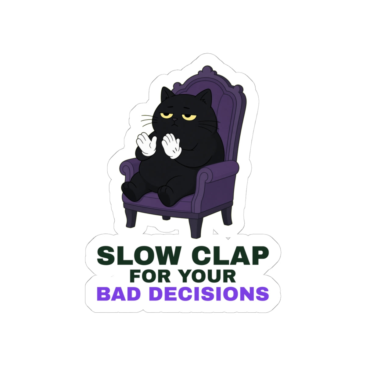 Slow Clap black cat clapping meme sticker with "Slow Clap" graphic, product photo 2