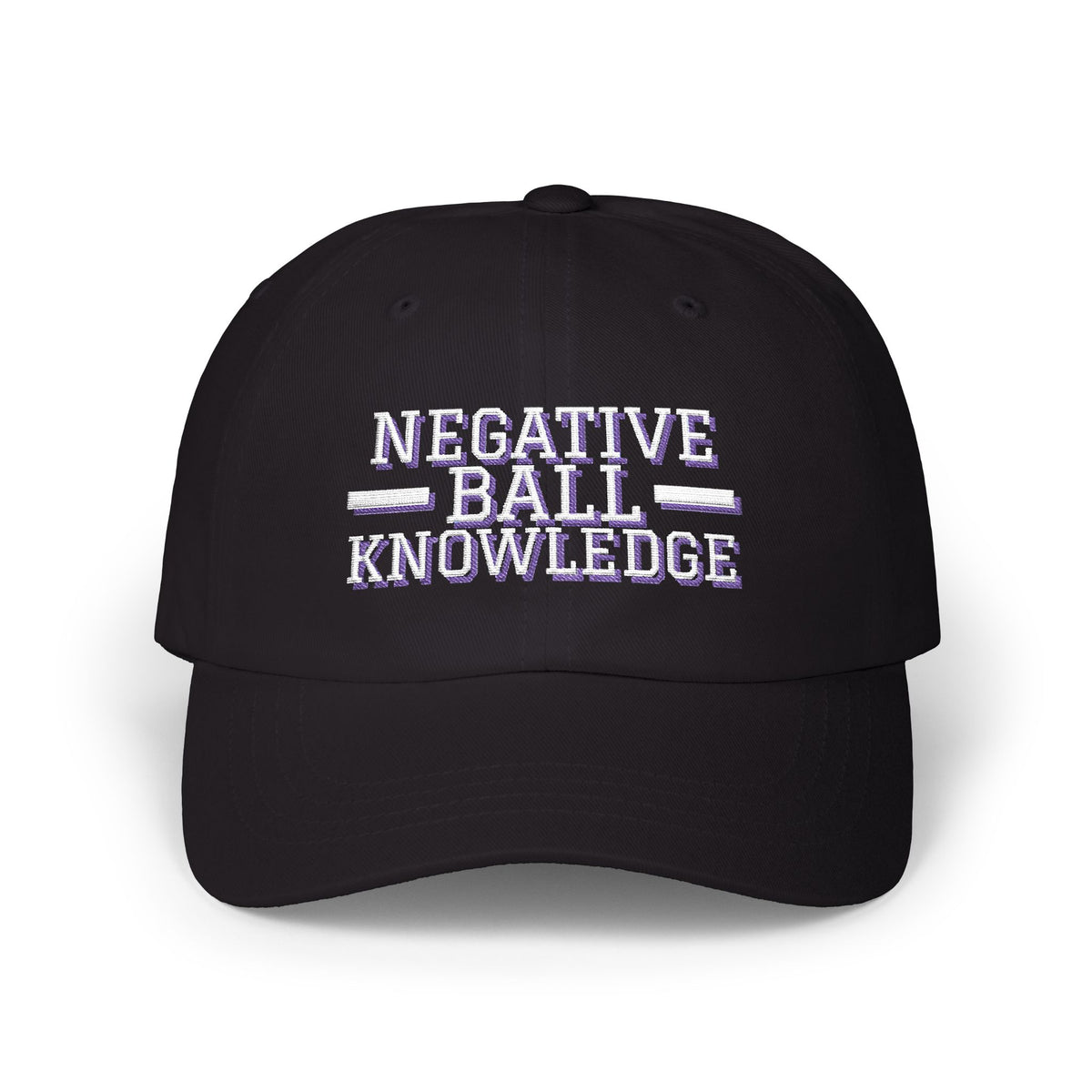 Negative Ball Knowledge ball knowledge meme dad hat in Black with "Negative Ball Knowledge" graphic, product photo 3
