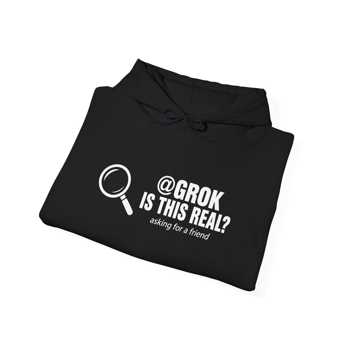 @grok Is This Real? chat meme hoodie with "@grok Is This Real?" graphic, product photo 4